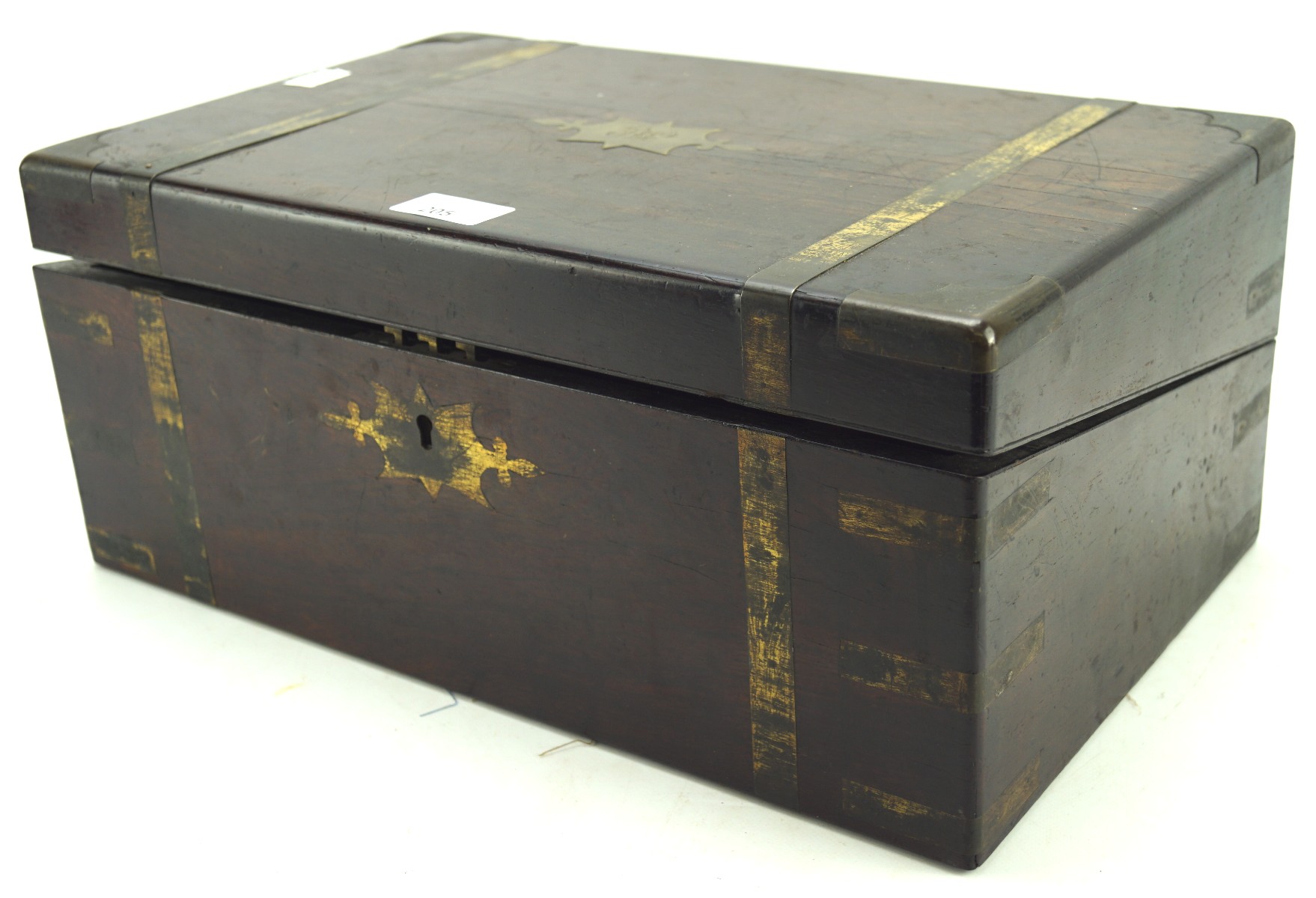 A 19th century Rosewood writing slope, with brass decoration and escutcheon, - Image 2 of 2