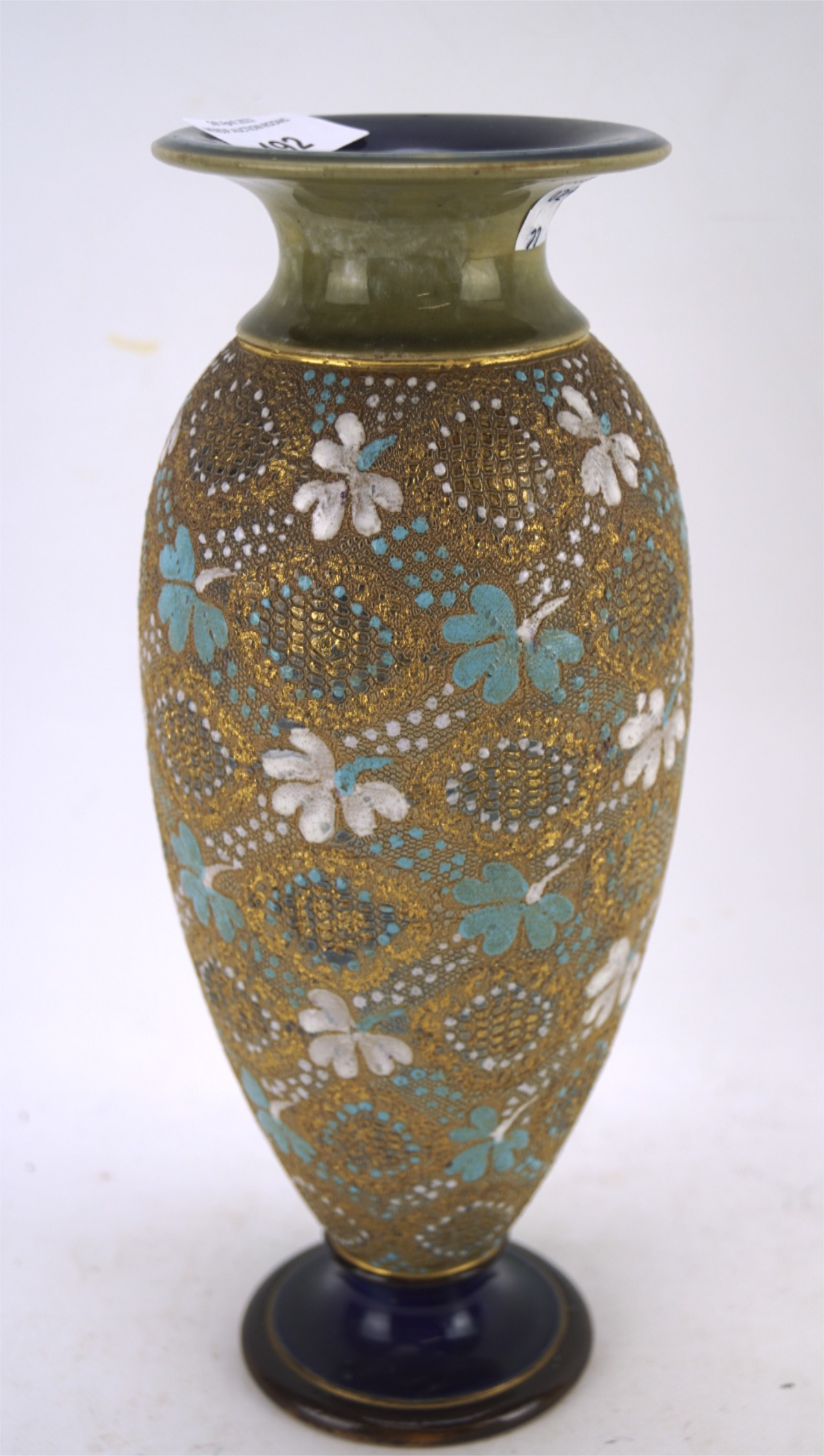 A late 19th/early 20th century Doulton & Slaters pattern vase, of baluster form,