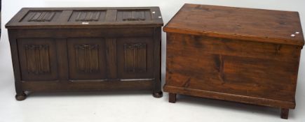 A 20th century oak wooden blanket box and another,