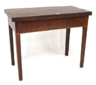 A 20th century mahogany card table, of rectangular form with curved corners,