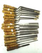 A collection of Woodcock carving gauges,