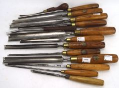 A selection of early Marples & sons carving gauges, of various sizes,
