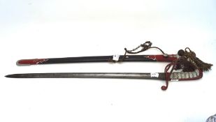 A Victorian Indian dress sword, with red and black scabbard,