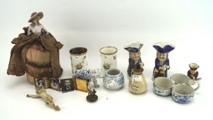 Collection of assorted ceramics and collectables including three small Toby jugs,