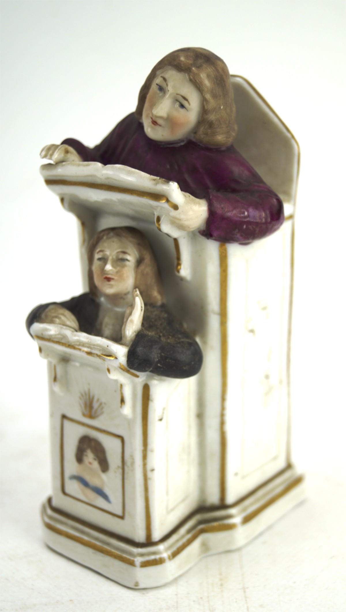 A late 19th century continental porcelain figure depicting John Wesley the preacher,