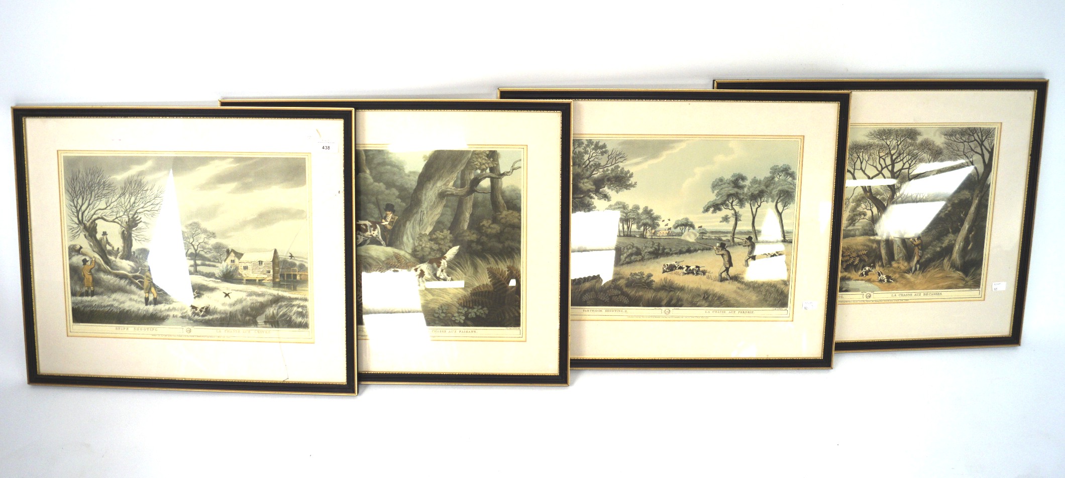A set of four coloured hunting prints,