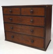 A Victorian mahogany chest of drawers, with two short over three long drawers,