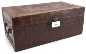 An early 20th century Chinese embossed leather document box