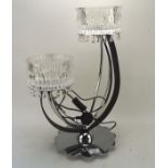 A contemporary chrome and glass table lamp,