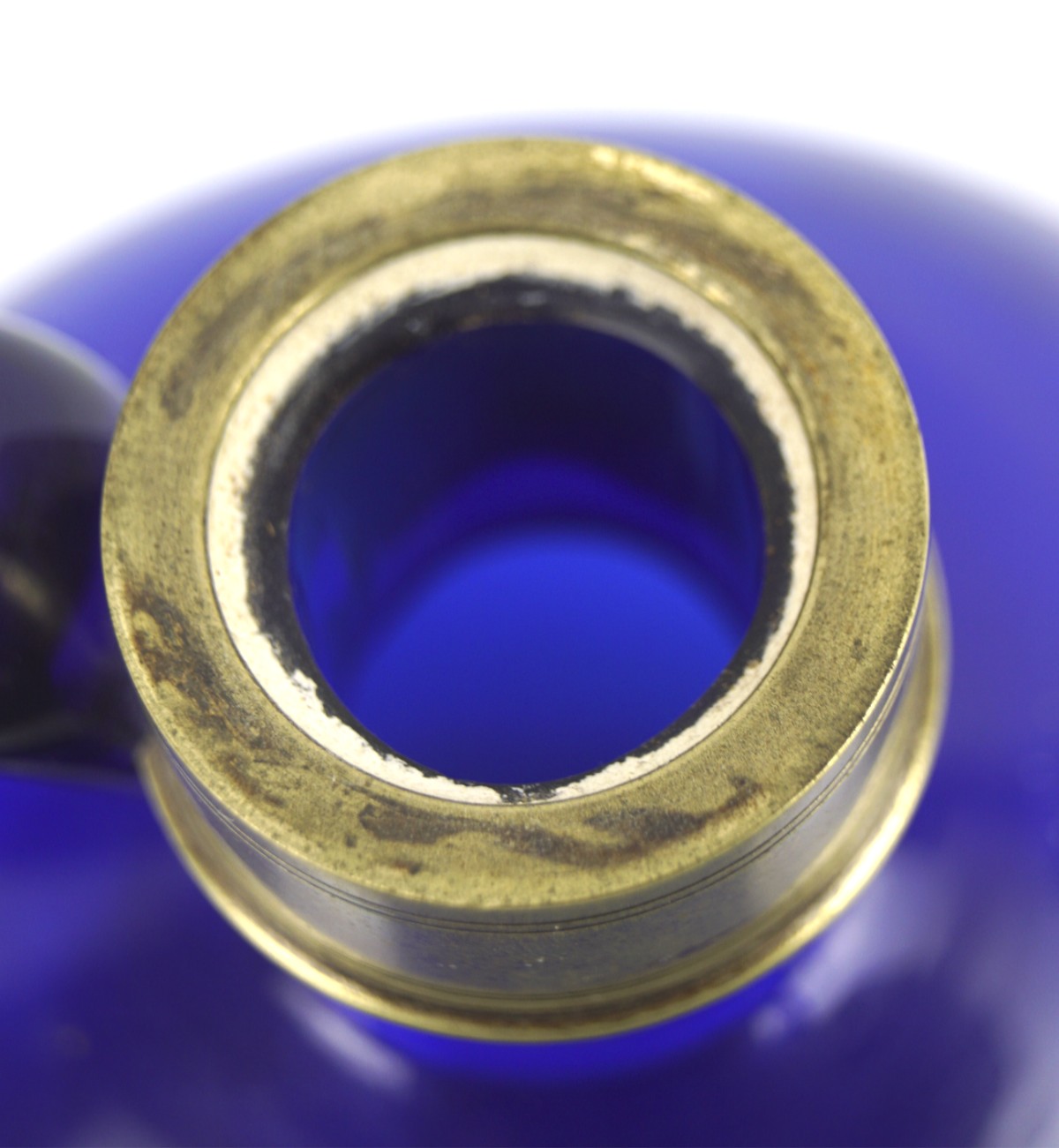 A 19th century Bristol blue glass decanter, with silver plated mounts, - Image 2 of 2