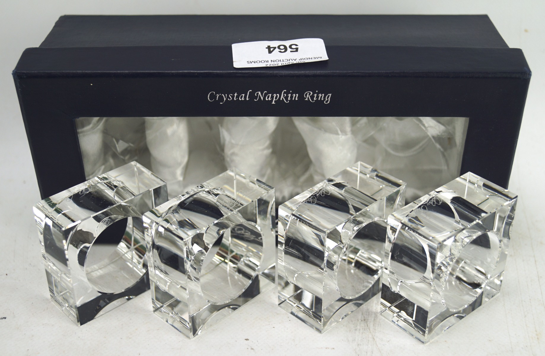 Set of four Oleg Cassini crystal napkin rings