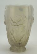 A 1930s opalescent moulded glass vase, with a poppy design, possibly Mdina,