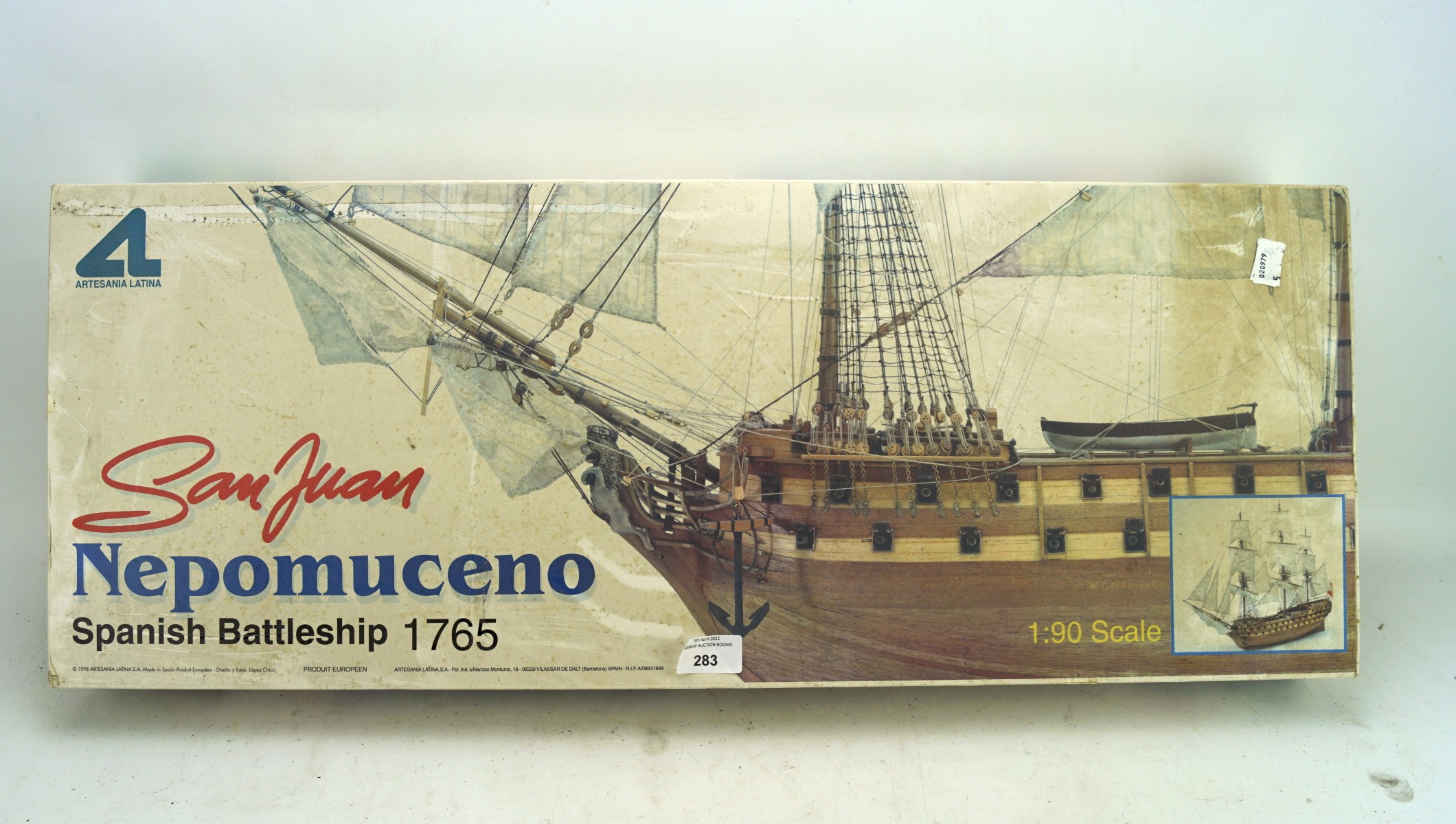 A model kit of the 18th century Spanish battleship Nepmomuceno, 1:90 scale,
