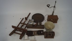 Assorted collectables, to include an artists easel, enamel colander, and more