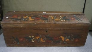 A late 19th/early 20th century painted pine wooden storage box, with domed top,