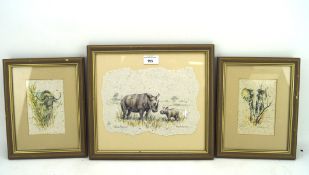 Three Sheila Cooper prints of animals,