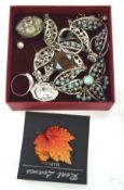 A selection of silver, white metal and other costume jewellery,