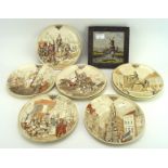 A Delft tile and ten French ceramic plates,