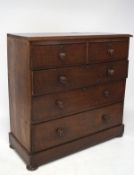 A 19th century mahogany chest of drawers, comprising two short over three long drawers,