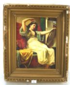 A 19th century style oil on board of a reclining Spanish lady in a gilt frame,