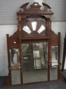 A late 19th/early 20th century mahogany overmantel mirror,