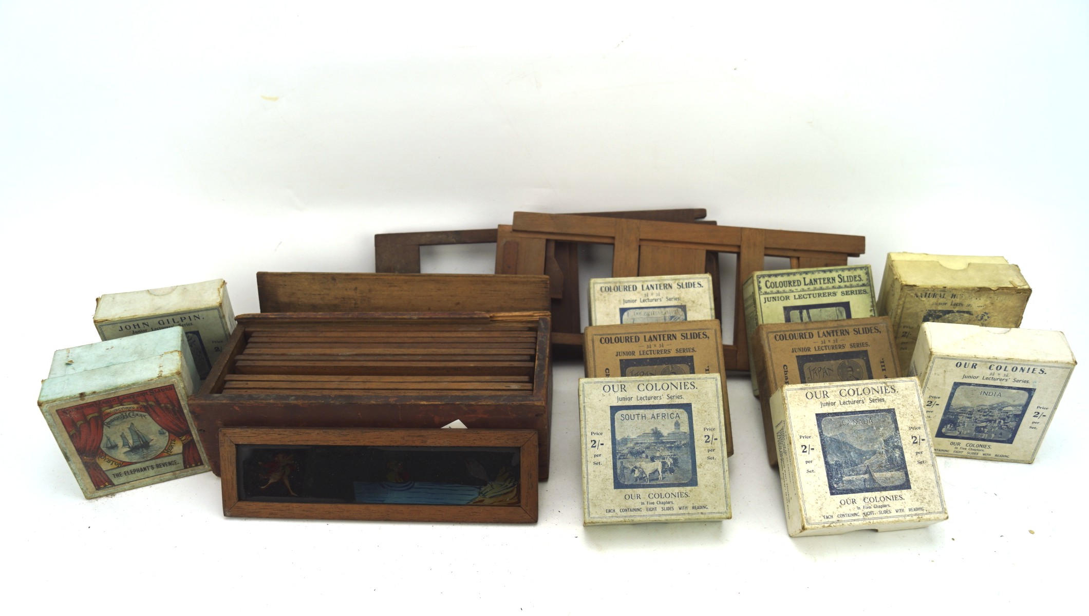 A collection of coloured lantern slides,