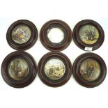 Five 20th century pot lids with printed decoration,
