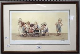 E R Sturgeon, a signed limited edition print titled "Card School" no 435 of 850,