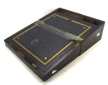 A 19th century Rosewood writing slope, with brass decoration and escutcheon,
