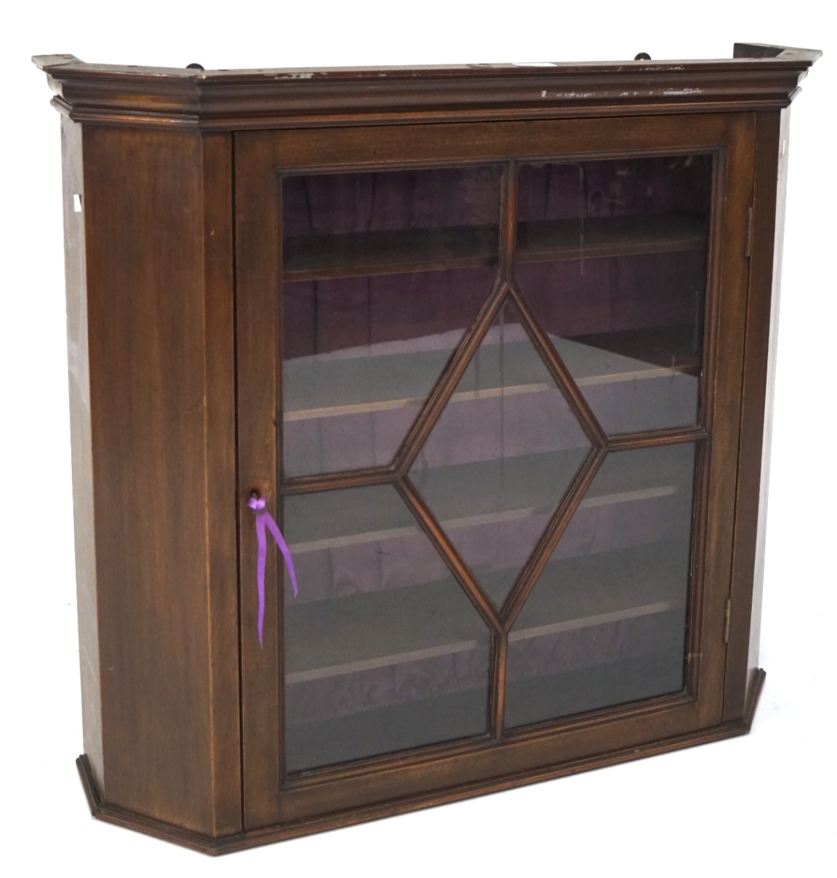 A mahogany wall hanging astragal glazed display cabinet,