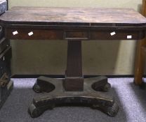 A 19th century rosewood fold over games table,