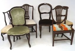 A selection of six Victorian and later chairs, to include mahogany examples,