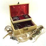 A collection of costume jewellery, including brooches, necklaces, a ladies Rotary watch and more,