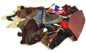 A collection of designer silk scarves,