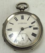 A late Victorian silver single fusee open faced pocket watch, hallmarked Chester 1889,