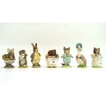 Seven Beswick 'Beatrix Potter' figures, comprising 'Mrs Tiggy Winkle', 'Ribby', 'Jemima Puddleduck',