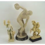 Three resin copies of famous sculptures, comprising Napoleon, Bacchus and Diskobolos of Myron