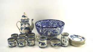 Booths part blue and white tea set and a large bowl