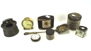 An assortment of 19th & 20th century collectables, including a silver cased pocket watch, inkwell,