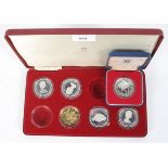 Six silver 1977 crowns commemorating Queen Elizabeth II silver jubilee,