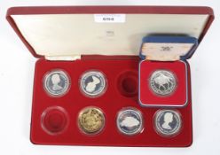 Six silver 1977 crowns commemorating Queen Elizabeth II silver jubilee,