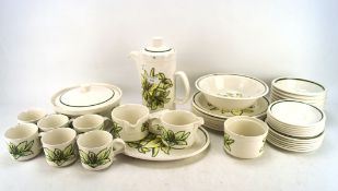 A Palissy pottery Orchid pattern part coffee and dinner service, printed marks,