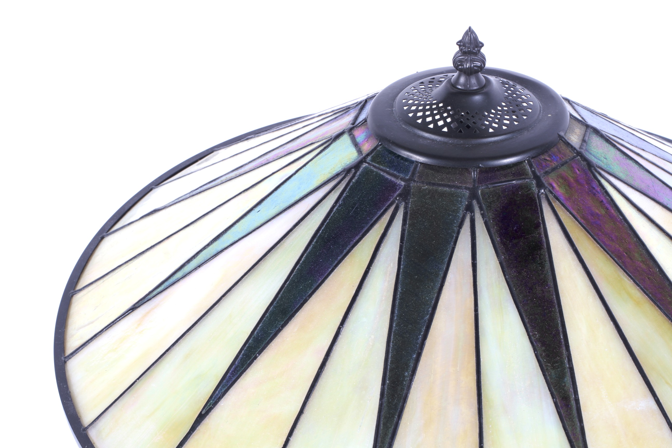 A contemporary Tiffany style table lamp, with starburst pattern glass shade, - Image 2 of 2