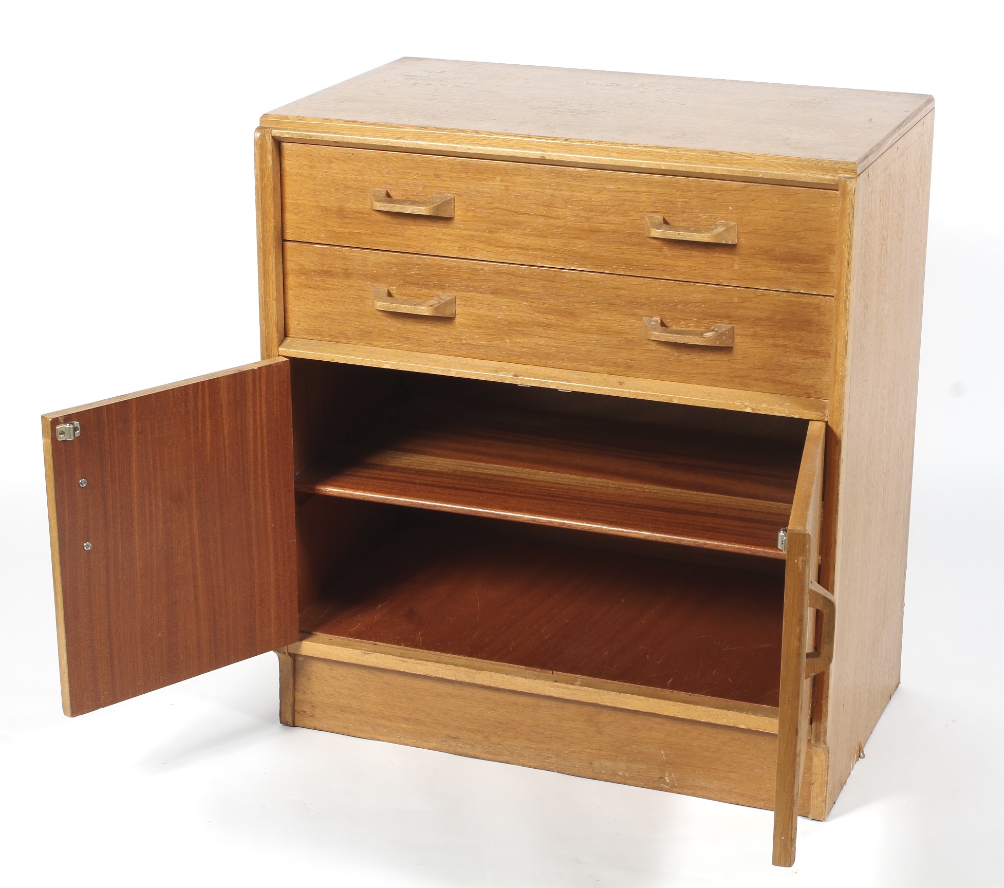A Maple chest of two drawers, the upper drawer with three sections raised on a cupboard base, - Image 2 of 3
