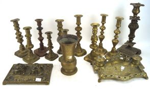 An group of assorted brass and other metalware, 19th century and later,