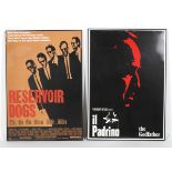 Two film posters for 'Reservoir Dogs' and 'The Godfather',