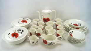 A Wedgwood Susie Cooper Design Corn Poppy pattern part tea and coffee service and other dinner