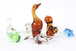 Nine glass animal figures and paperweights, including a Langham badger, a Wedgwood squirrel,