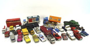 A collection of playworn diecast, including cars, industrial and commercial vehicles by Corgi,