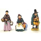 Three Royal Doulton figures from the Miniature Street Vendors series, 'The Orange Lady',